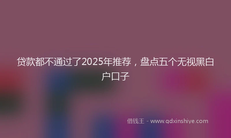 贷款都不通过了2025年推荐，盘点五个无视黑白户口子