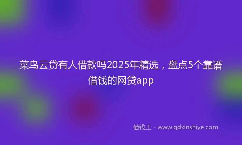 菜鸟云贷有人借款吗2025年精选，盘点5个靠谱借钱的网贷app