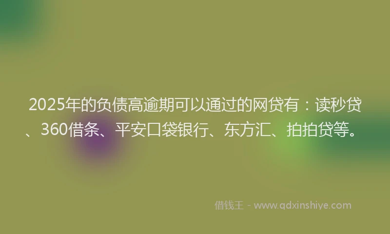 2025年的负债高逾期可以通过的网贷有：读秒贷、360借条、平安口袋银行、东方汇、拍拍贷等。