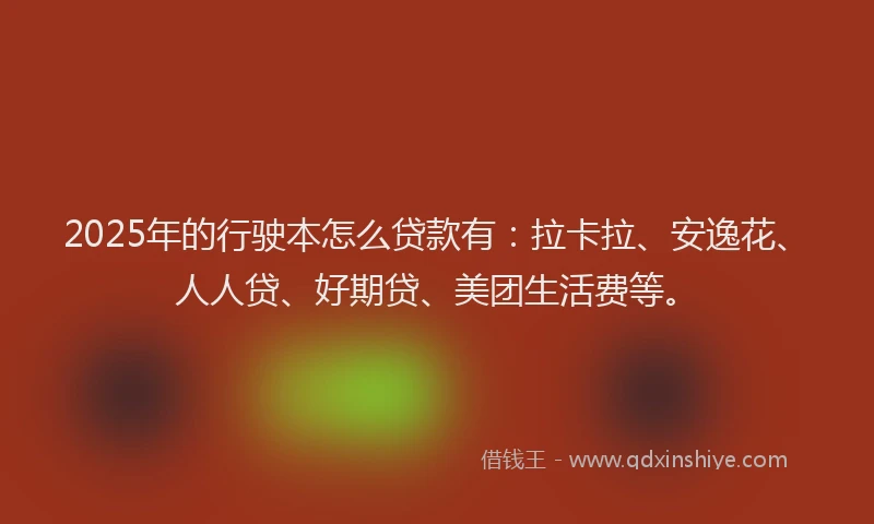 2025年的行驶本怎么贷款有：拉卡拉、安逸花、人人贷、好期贷、美团生活费等。