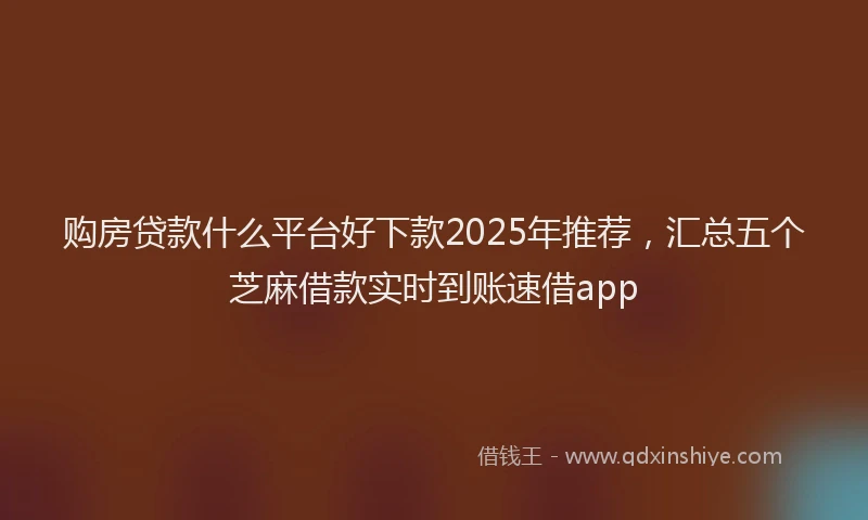 购房贷款什么平台好下款2025年推荐，汇总五个芝麻借款实时到账速借app