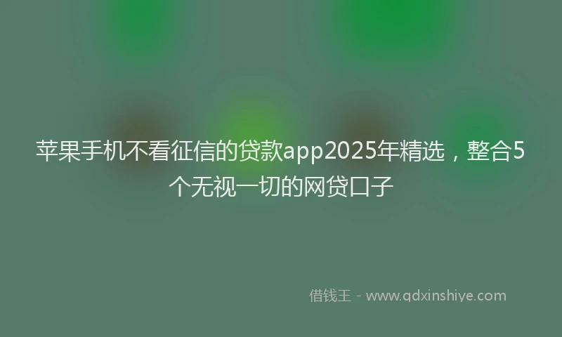 苹果手机不看征信的贷款app2025年精选，整合5个无视一切的网贷口子