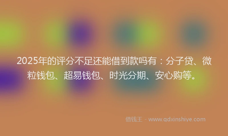 2025年的评分不足还能借到款吗有：分子贷、微粒钱包、超易钱包、时光分期、安心购等。