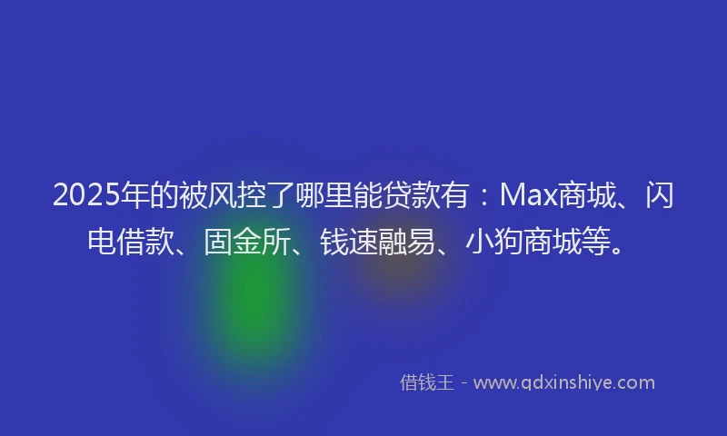2025年的被风控了哪里能贷款有：Max商城、闪电借款、固金所、钱速融易、小狗商城等。