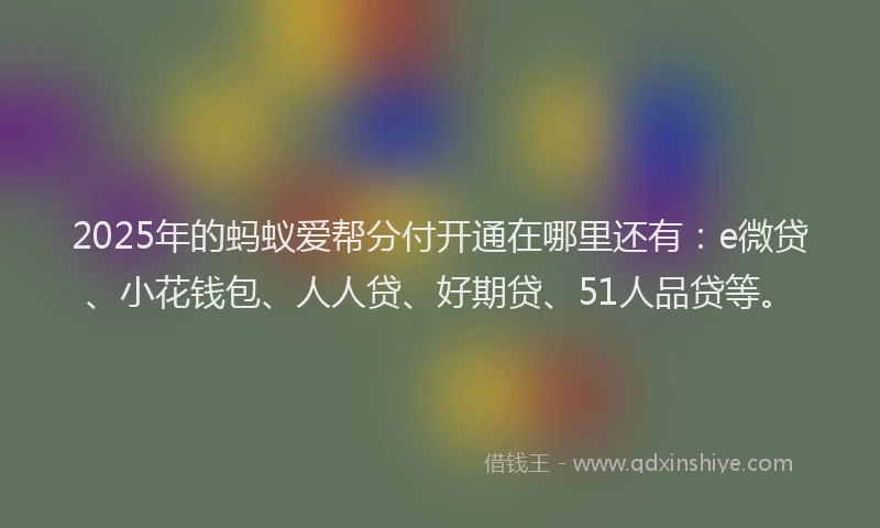 2025年的蚂蚁爱帮分付开通在哪里还有：e微贷、小花钱包、人人贷、好期贷、51人品贷等。