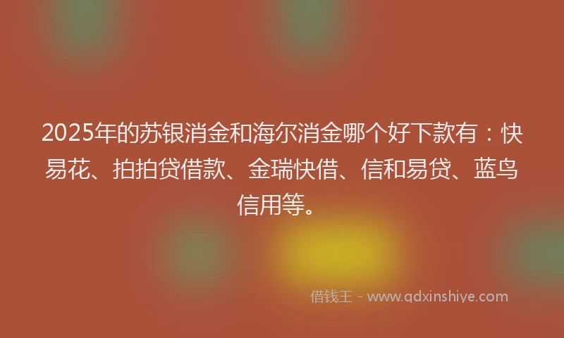 2025年的苏银消金和海尔消金哪个好下款有：快易花、拍拍贷借款、金瑞快借、信和易贷、蓝鸟信用等。