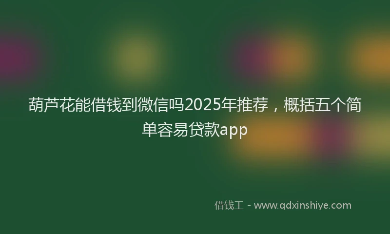 葫芦花能借钱到微信吗2025年推荐，概括五个简单容易贷款app