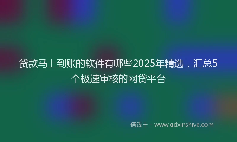 贷款马上到账的软件有哪些2025年精选，汇总5个极速审核的网贷平台