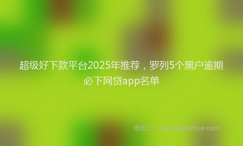 超级好下款平台2025年推荐，罗列5个黑户逾期必下网贷app名单