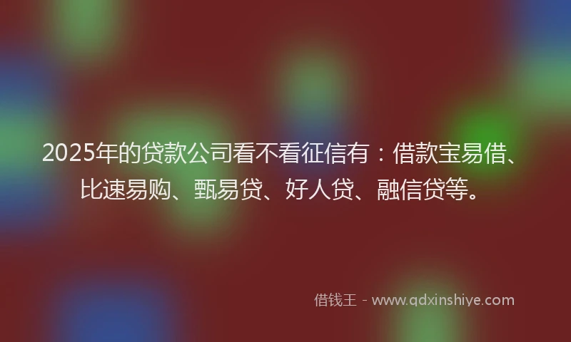 2025年的贷款公司看不看征信有：借款宝易借、比速易购、甄易贷、好人贷、融信贷等。