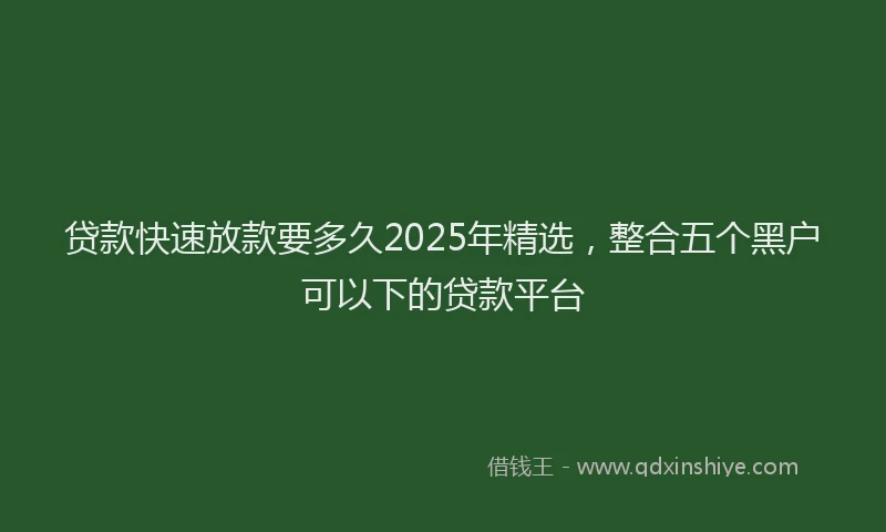 贷款快速放款要多久2025年精选，整合五个黑户可以下的贷款平台
