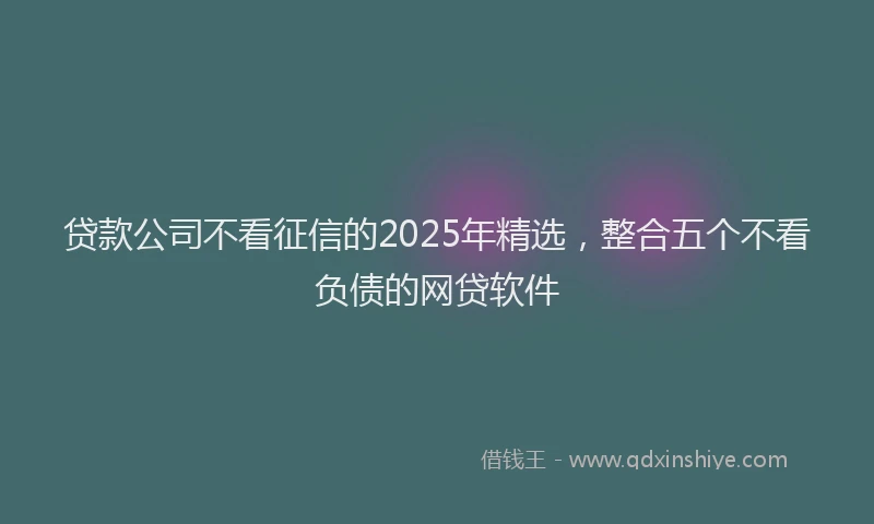 贷款公司不看征信的2025年精选，整合五个不看负债的网贷软件