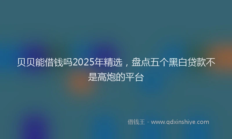 贝贝能借钱吗2025年精选，盘点五个黑白贷款不是高炮的平台
