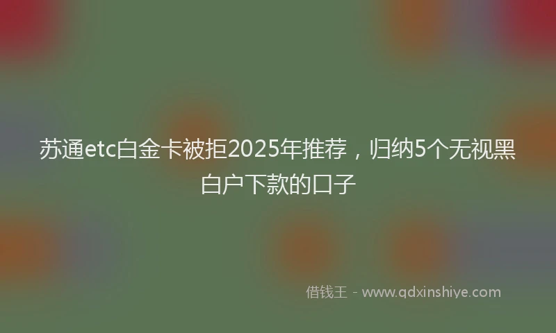 苏通etc白金卡被拒2025年推荐，归纳5个无视黑白户下款的口子