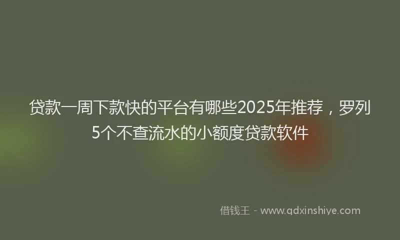 贷款一周下款快的平台有哪些2025年推荐，罗列5个不查流水的小额度贷款软件