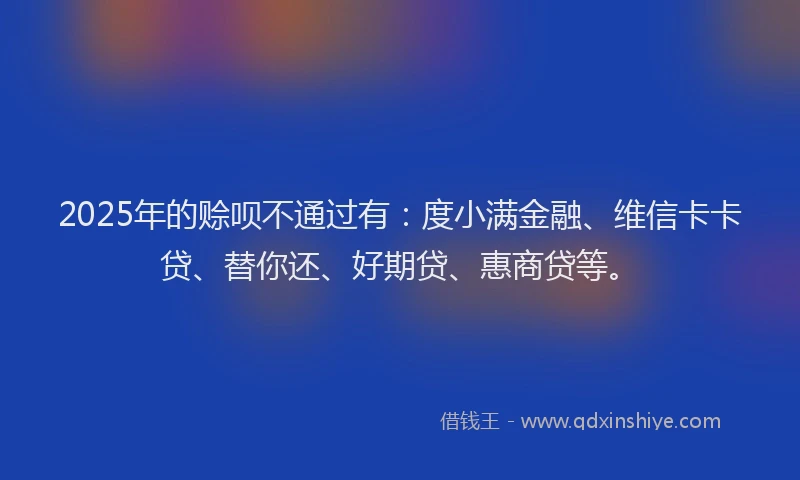 2025年的赊呗不通过有：度小满金融、维信卡卡贷、替你还、好期贷、惠商贷等。