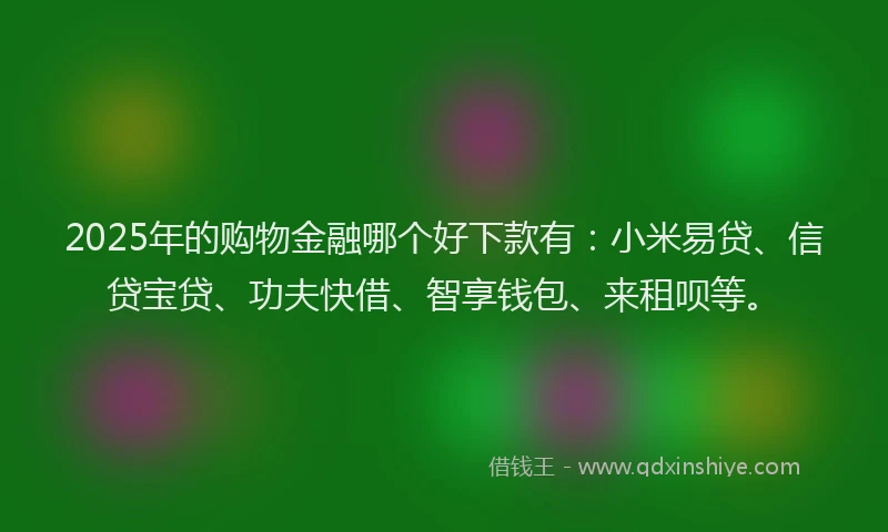 2025年的购物金融哪个好下款有：小米易贷、信贷宝贷、功夫快借、智享钱包、来租呗等。
