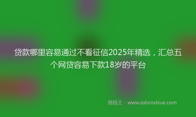 贷款哪里容易通过不看征信2025年精选，汇总五个网贷容易下款18岁的平台