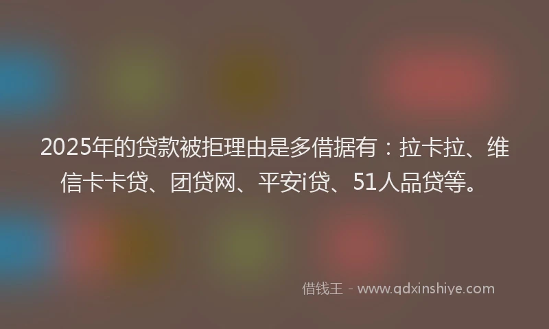 2025年的贷款被拒理由是多借据有：拉卡拉、维信卡卡贷、团贷网、平安i贷、51人品贷等。