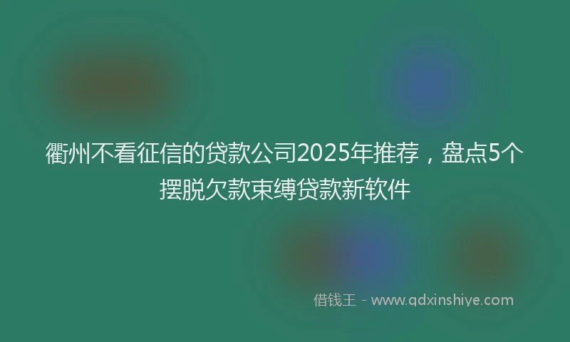 衢州不看征信的贷款公司2025年推荐，盘点5个摆脱欠款束缚贷款新软件