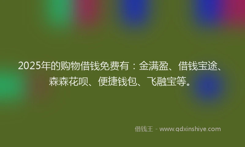 2025年的购物借钱免费有：金满盈、借钱宝途、森森花呗、便捷钱包、飞融宝等。