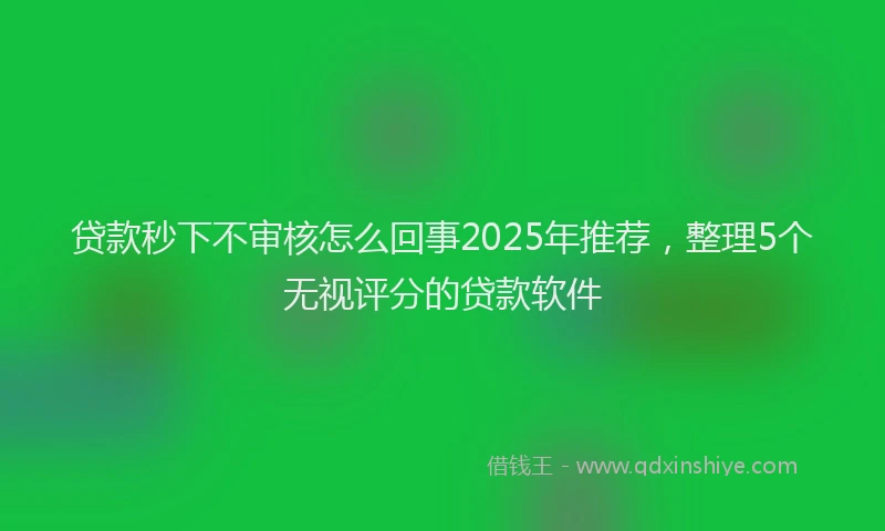 贷款秒下不审核怎么回事2025年推荐，整理5个无视评分的贷款软件