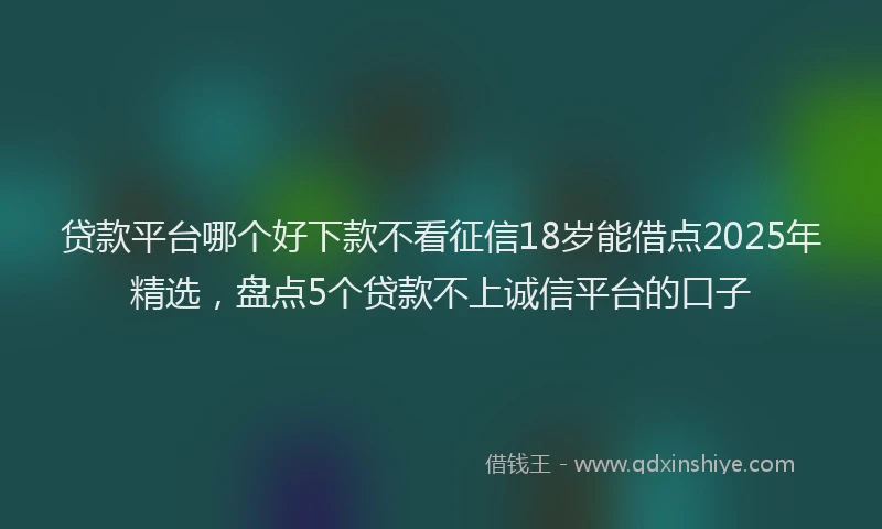 贷款平台哪个好下款不看征信18岁能借点2025年精选，盘点5个贷款不上诚信平台的口子