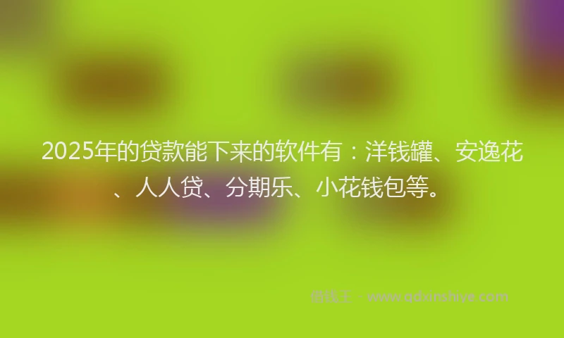 2025年的贷款能下来的软件有：洋钱罐、安逸花、人人贷、分期乐、小花钱包等。
