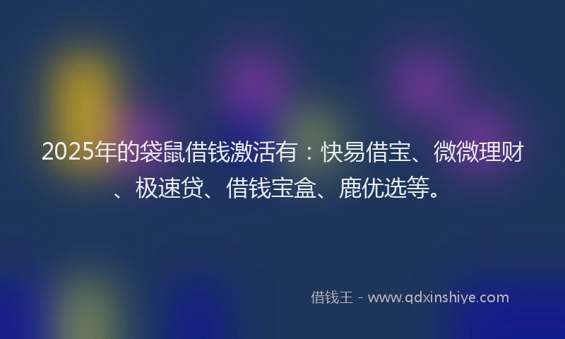 2025年的袋鼠借钱激活有：快易借宝、微微理财、极速贷、借钱宝盒、鹿优选等。