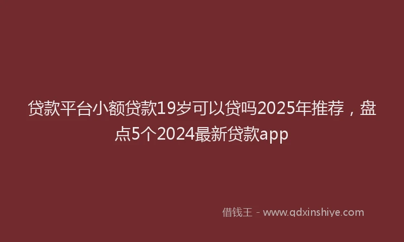 贷款平台小额贷款19岁可以贷吗2025年推荐，盘点5个2024最新贷款app