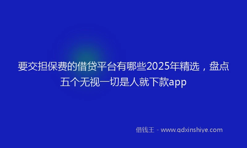 要交担保费的借贷平台有哪些2025年精选，盘点五个无视一切是人就下款app