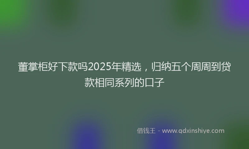 董掌柜好下款吗2025年精选，归纳五个周周到贷款相同系列的口子
