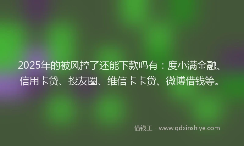 2025年的被风控了还能下款吗有：度小满金融、信用卡贷、投友圈、维信卡卡贷、微博借钱等。