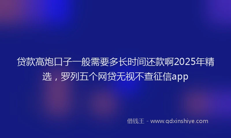 贷款高炮口子一般需要多长时间还款啊2025年精选，罗列五个网贷无视不查征信app