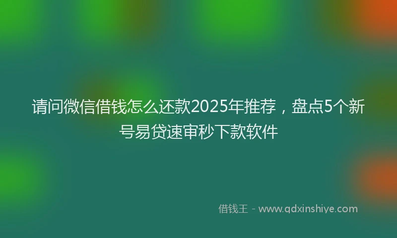 请问微信借钱怎么还款2025年推荐，盘点5个新号易贷速审秒下款软件