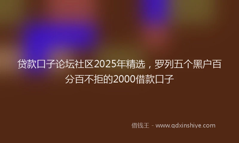 贷款口子论坛社区2025年精选，罗列五个黑户百分百不拒的2000借款口子