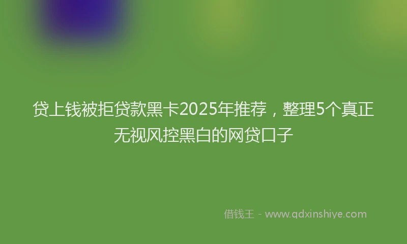 贷上钱被拒贷款黑卡2025年推荐，整理5个真正无视风控黑白的网贷口子