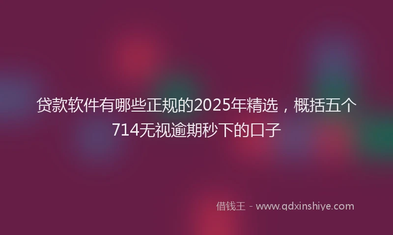 贷款软件有哪些正规的2025年精选，概括五个714无视逾期秒下的口子