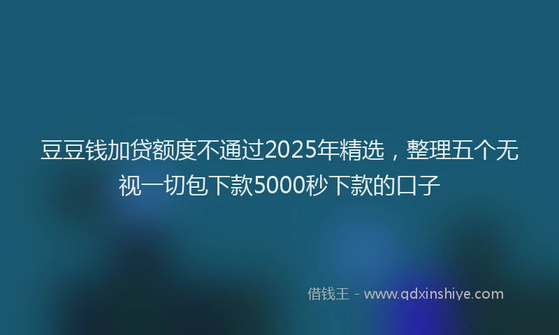 豆豆钱加贷额度不通过2025年精选，整理五个无视一切包下款5000秒下款的口子
