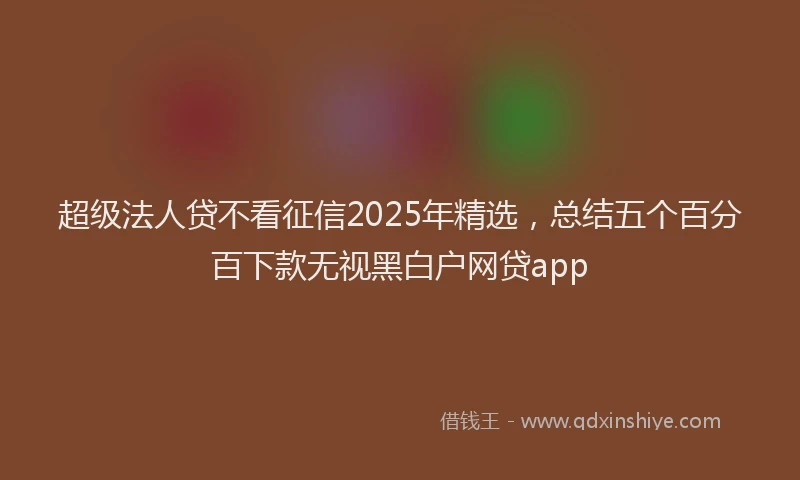 超级法人贷不看征信2025年精选，总结五个百分百下款无视黑白户网贷app