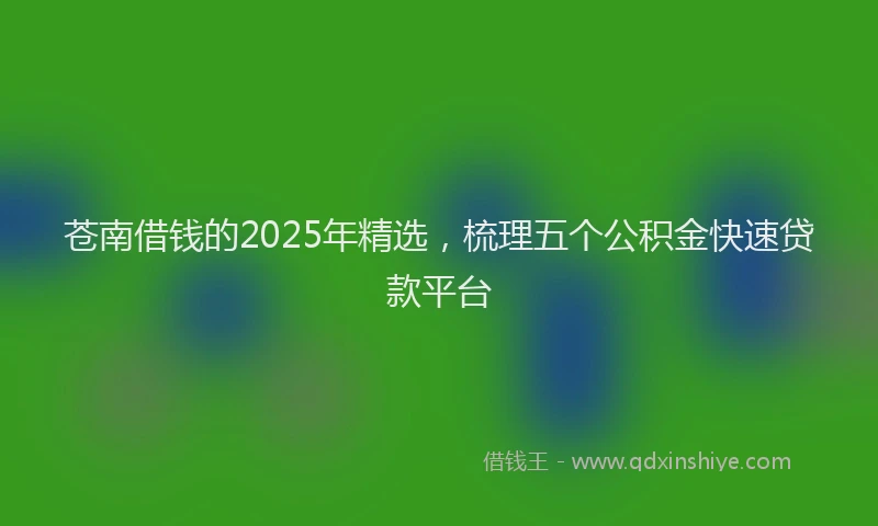 苍南借钱的2025年精选，梳理五个公积金快速贷款平台