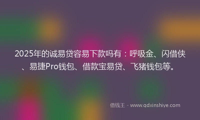 2025年的诚易贷容易下款吗有:呼吸金、闪借侠、易捷Pro钱包、借款宝易贷、飞猪钱包等。
