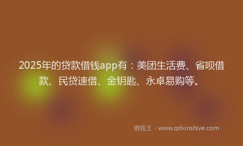 2025年的贷款借钱app有：美团生活费、省呗借款、民贷速借、金钥匙、永卓易购等。