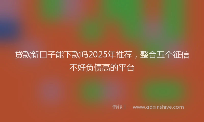 贷款新口子能下款吗2025年推荐，整合五个征信不好负债高的平台