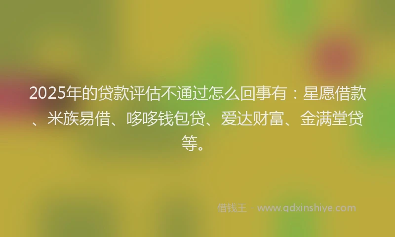 2025年的贷款评估不通过怎么回事有：星愿借款、米族易借、哆哆钱包贷、爱达财富、金满堂贷等。