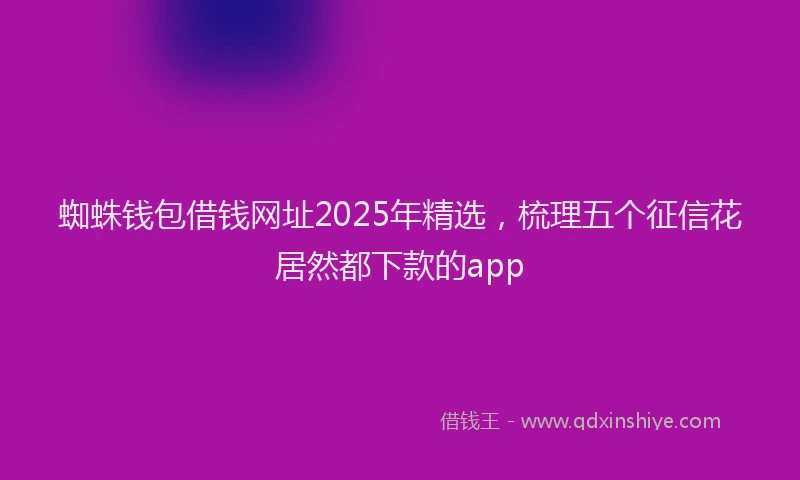 蜘蛛钱包借钱网址2025年精选，梳理五个征信花居然都下款的app