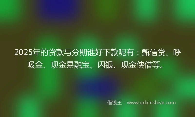 2025年的贷款与分期谁好下款呢有：甄信贷、呼吸金、现金易融宝、闪银、现金侠借等。