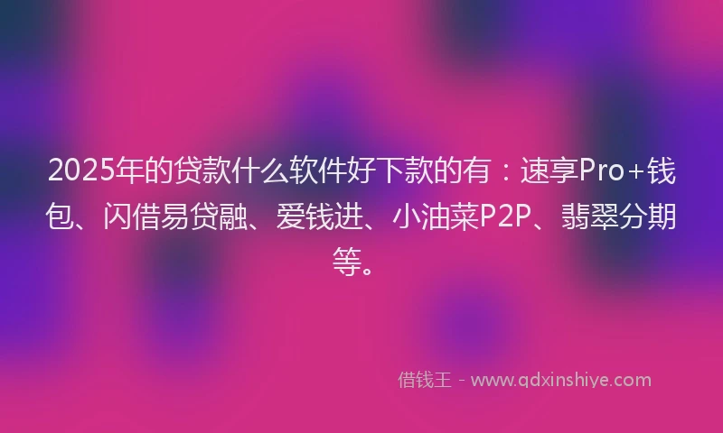 2025年的贷款什么软件好下款的有：速享Pro+钱包、闪借易贷融、爱钱进、小油菜P2P、翡翠分期等。