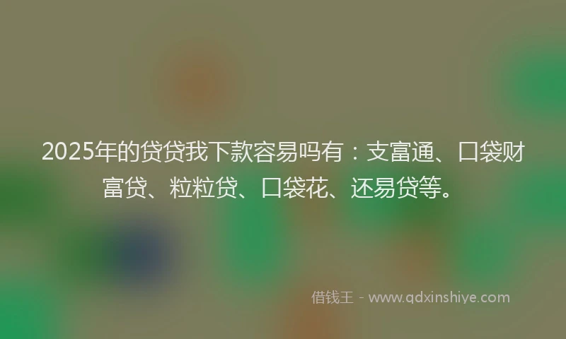 2025年的贷贷我下款容易吗有：支富通、口袋财富贷、粒粒贷、口袋花、还易贷等。
