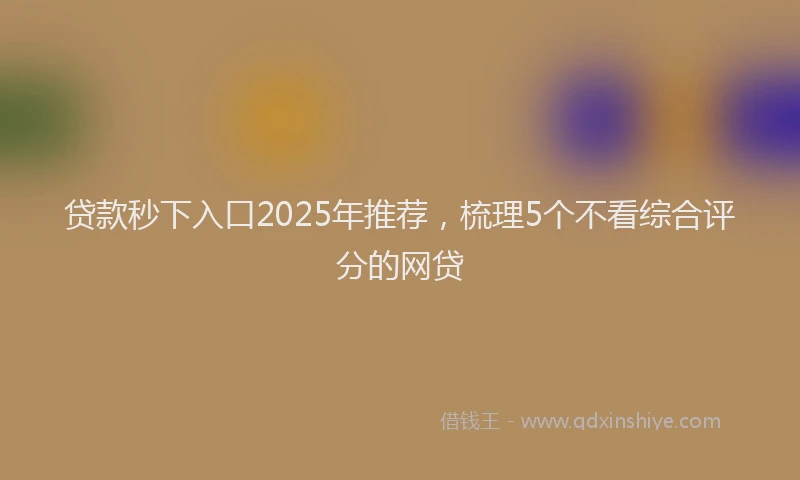 贷款秒下入口2025年推荐，梳理5个不看综合评分的网贷